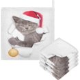thumbnail image 1 of SKYSONIC 3 PCS Winking Kitten Santa Hat Baby Muslin Washcloths, Christmas Balls Face Towel Burp Cloths Ultra Soft Absorbent Cotton Bath Wipes Towels for Newborn Boys Girls, 1 of 7