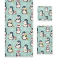 thumbnail image 1 of SKYSONIC 3 Pack Towel Cute Penguins Cotton Bath Towel Set (1 Bath Towel, 1 Hand Towel, 1 Washcloth) for Bathroom, Super Soft and Quick Dry Towels, 1 of 7