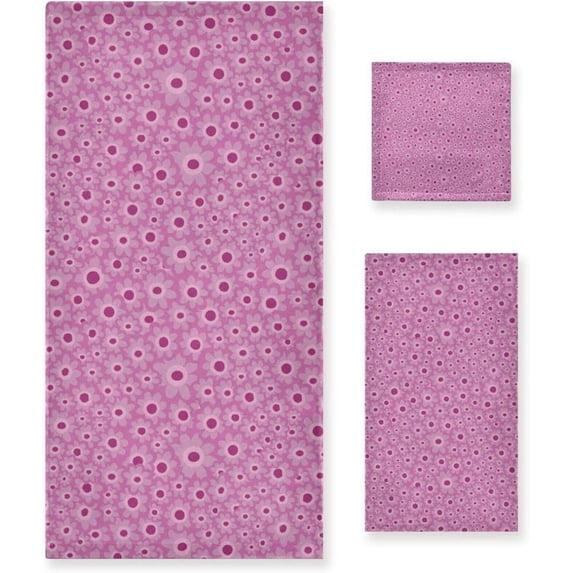 SKYSONIC 3 Pack Towel Flowers Pattern Cotton Bath Towel Set (1 Bath Towel, 1 Hand Towel, 1 Washcloth) for Bathroom, Super Soft and Quick Dry Towels
