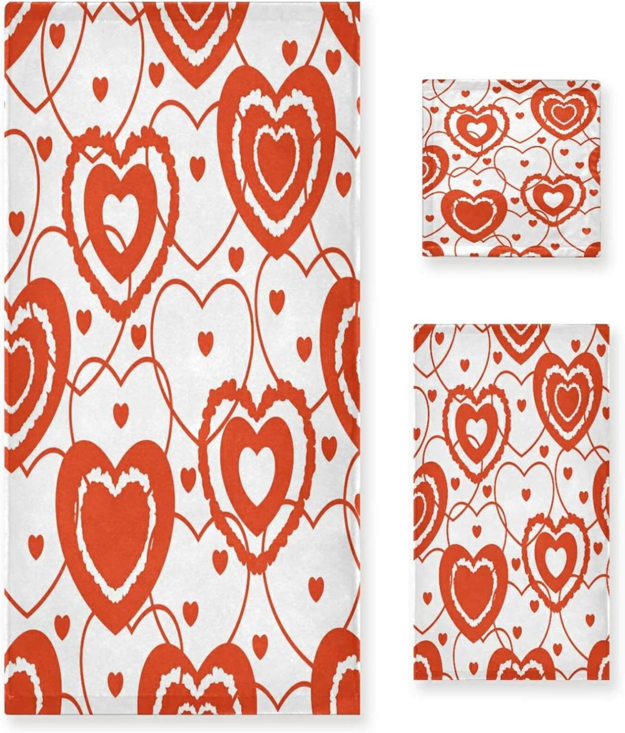 SKYSONIC 3 Pack Towel Valentine's Day Mother's Day Red Hearte Love ...