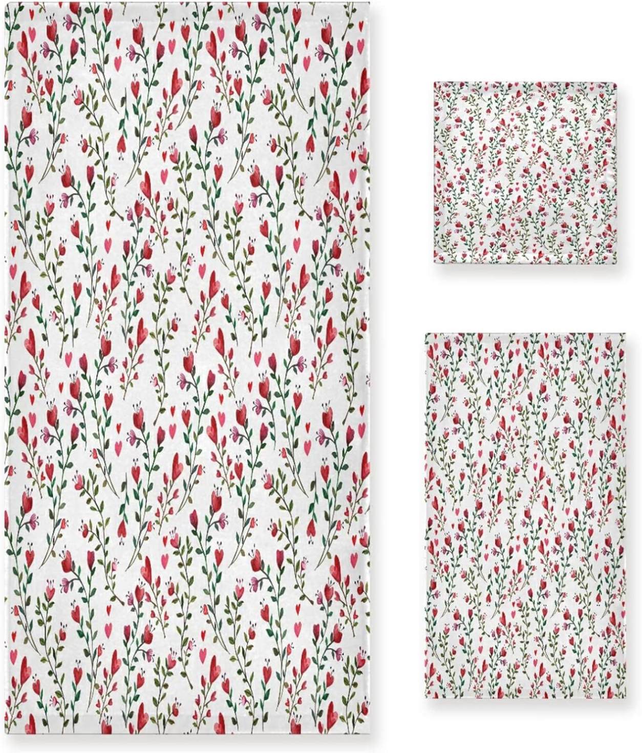 SKYSONIC 3 Pack Towel Valentine's Day Mother's Day Red Hearte Love ...