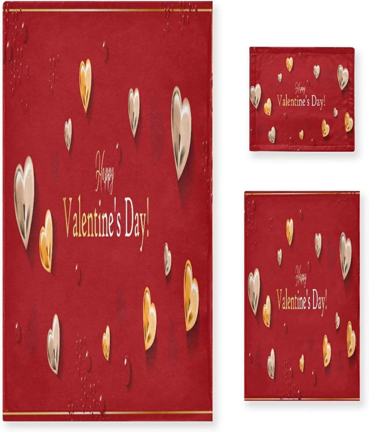 SKYSONIC 3 Pack Towel Valentine's Day Mother's Day Red Hearte Love ...