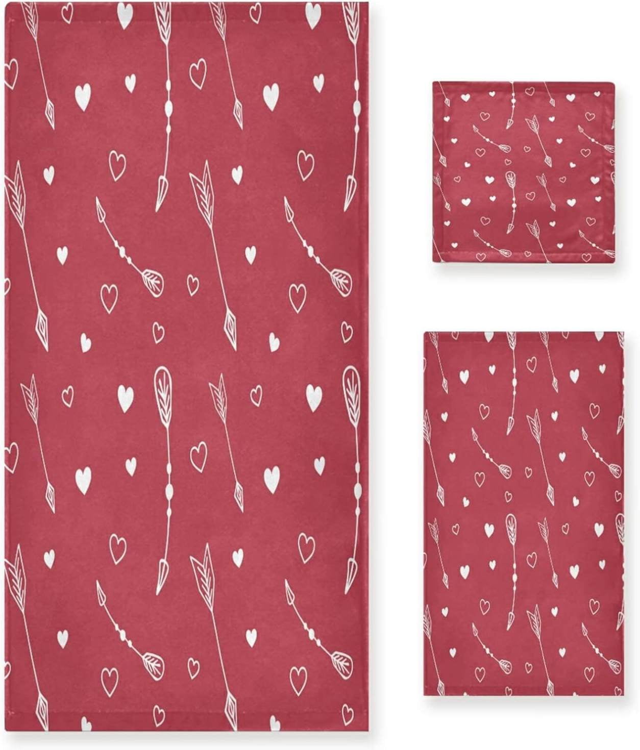 SKYSONIC 3 Pack Towel Valentine's Day Mother's Day Red Hearte Love ...