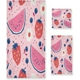 thumbnail image 1 of SKYSONIC 3 Pack Towel Watercolor Watermelon Strawberry (2) Cotton Bath Towel Set (1 Bath Towel, 1 Hand Towel, 1 Washcloth) for Bathroom, Super Soft and Quick Dry Towels, 1 of 7