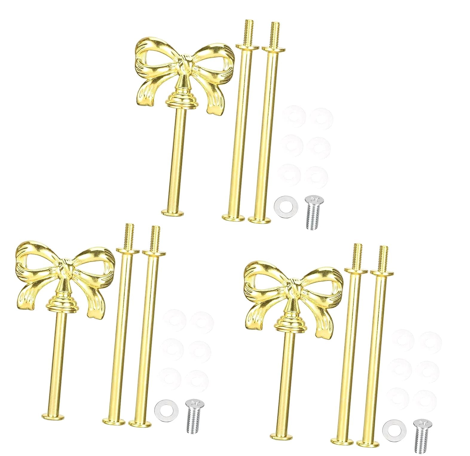 SKYSONIC 3-Piece Zinc Alloy Cupcake Stand Handles with Bow-Knot Design, Includes Screws for DIY Cake Stands