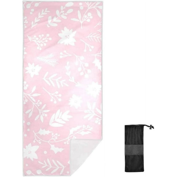 SKYSONIC 30"x60" Beach Towel with Travel Bag, Christmas Winter Floral Oversized Sand Free Camping Towel Quick Dry Pool Bath Sport Towels