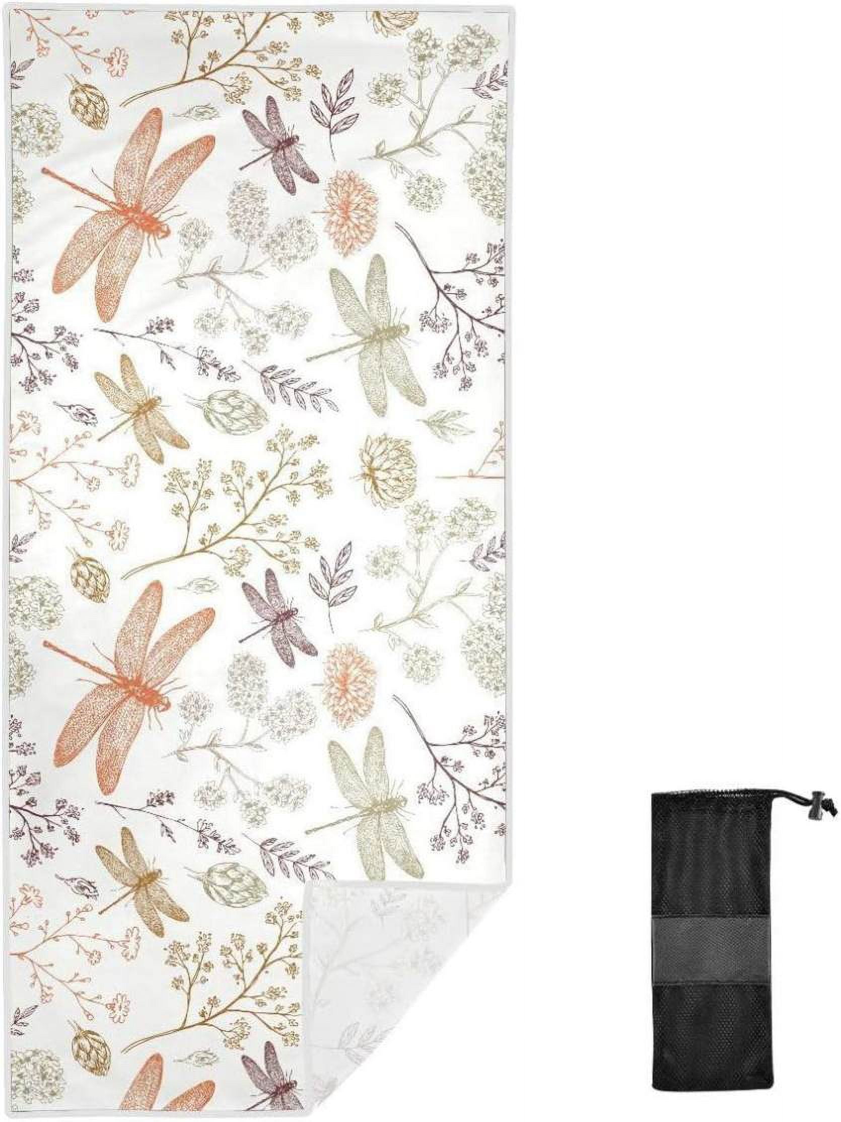 YETTASBIN Dragonfly Quick Dry Beach Towel – 31x71 Inch, Super Absorbent, Sand Free, Includes Travel Bag