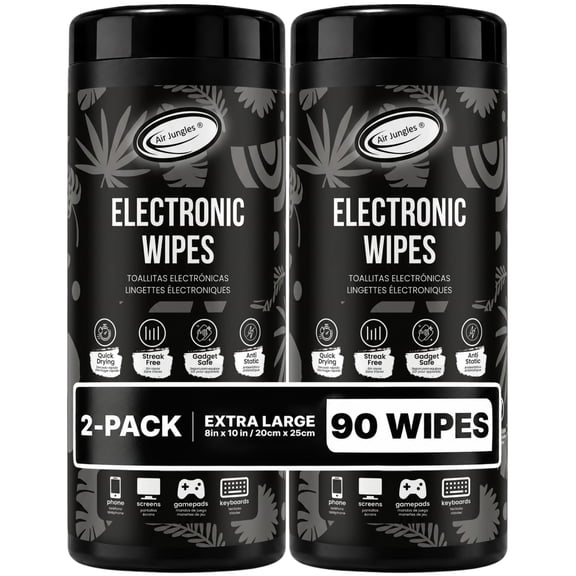 Air Jungles Electronic Wipe 8x10inch 45ct in canister, 2 PACKS