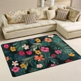 thumbnail image 1 of SKYSONIC 36x24in Tropical Colorful Hibiscus Area Rug, Summer Palm Leaves Non-Slip Floor Carpet for Indoor Living Dining Room Bedroom, 1 of 7