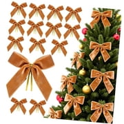 SKYSONIC 36 Pieces Brown Bows for Christmas Tree, 3.5 Inch Small Velvet Bows for Ornaments, Garland, Wreath, Crafts, and Bag Bakery Candy Bags