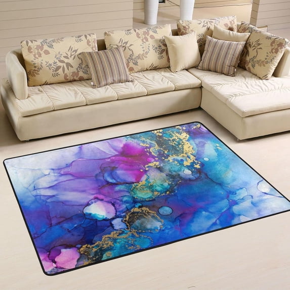 SKYSONIC 36x24in Fashion Design Area Rug, Marble Non-Slip Floor Carpet for Indoor Living Dining Room Bedroom