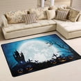 thumbnail image 1 of SKYSONIC 36x24in Halloween Castle Night Area Rug, Pumpkins Lamps Non-Slip Floor Carpet for Indoor Living Dining Room Bedroom, 1 of 7