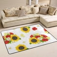 thumbnail image 1 of SKYSONIC 36x24in Poppy Sunflower Summer Area Rug, White Daisy Lovely Non-Slip Floor Carpet for Indoor Living Dining Room Bedroom, 1 of 7