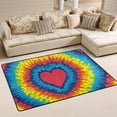 thumbnail image 1 of SKYSONIC 36x24in Rainbow Heart Love Area Rug, Tie Dye Floor Carpet for Indoor Living Dining Room Bedroom, 1 of 7