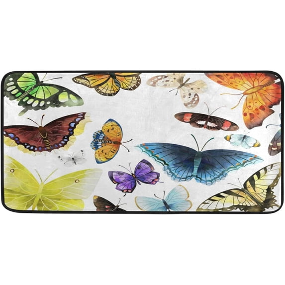 SKYSONIC 39x20 Inch Area Rug Colorful Butterfly Door Mat Washable Non-Slip Throw Floor Carpet