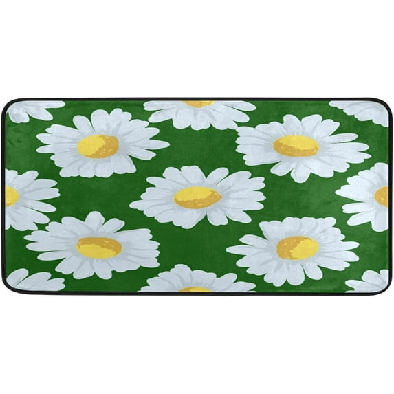 SKYSONIC 39x20 Inch Area Rug Floral Daisy Pattern Door Mat Washable Non-Slip Throw Floor Carpet