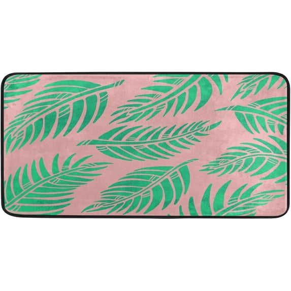 SKYSONIC 39x20 Inch Area Rug Tropical Palm Leaves Door Mat Washable Non-Slip Throw Floor Carpet