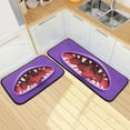 thumbnail image 1 of SKYSONIC 3D Monster Mouths Kitchen Mats Set of 2 Purple Evil Face Floor Runner Rug Anti Fatigue Non Slip Comfort Mat 19.7x27.6 Inch + 19.7x47.2 Inch for Living Room Laundry Room Hallway, 1 of 7