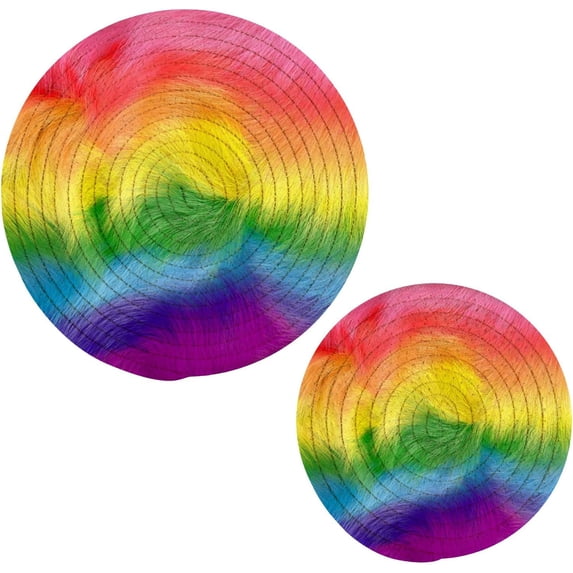 SKYSONIC 3D Rainbow Stripes Pot Holders Trivets, 2 Pcs Heat Resistant Trivets,LGBT Cotton Thread Weave Mats for Hot Pads Pans Pot Bowl Teapot for Kitchen Decor