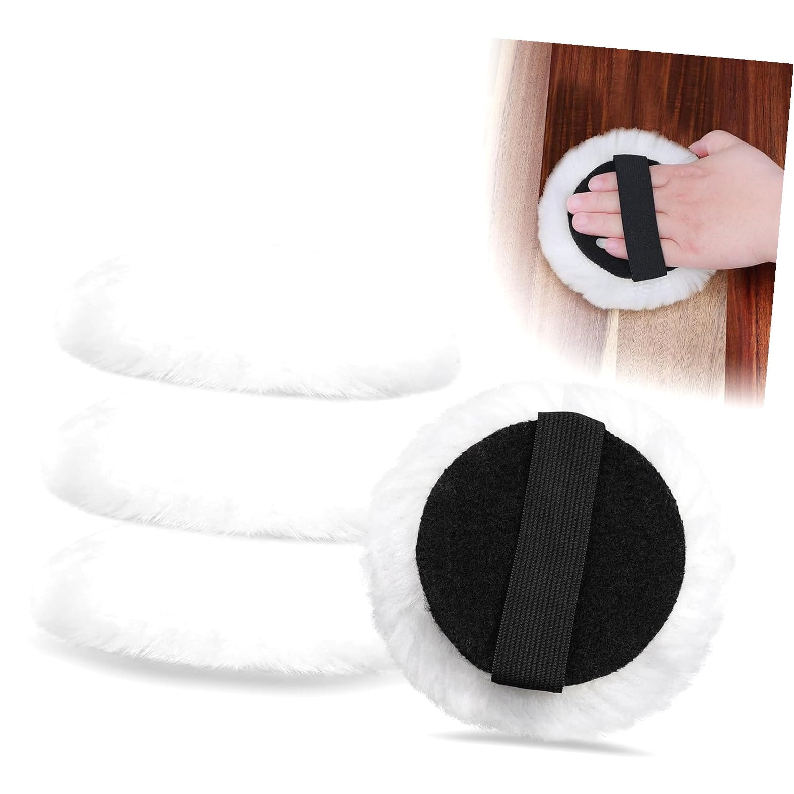 SKYSONIC 4'' Lambswool Stain Applicator for Wood Furniture Floors ...