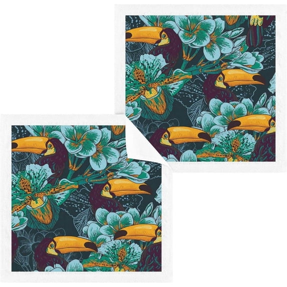 SKYSONIC 4 PCS Birds Baby Washcloths Towel Set, Highly Absorbent & Soft Cotton Wash Cloths, Face Hand Towels for Bathroom, Multi-Purpose Fingertip Towels, 12"x 12"