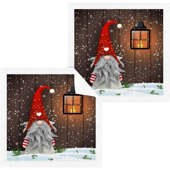SKYSONIC 4 PCS Christmas Cute Santa Claus and Lights Baby Washcloths Towel Set, Highly Absorbent & Soft Cotton Wash Cloths, Face Hand Towels for Bathroom, Multi-Purpose Fingertip Towels, 12"x 12"