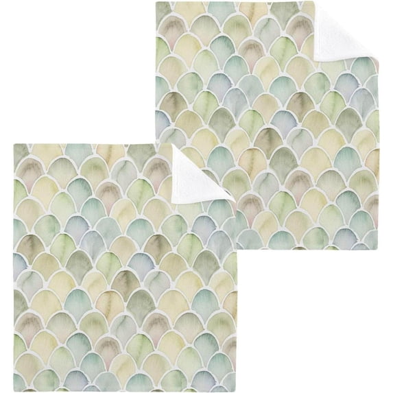 SKYSONIC 4 PCS Hand Painted Watercolor Mermaid Washcloths, 12"x 12" Cotton Wash Cloths, Highly Absorbent and Soft Face Towels for Bathroom,Gym,Hotel and Spa