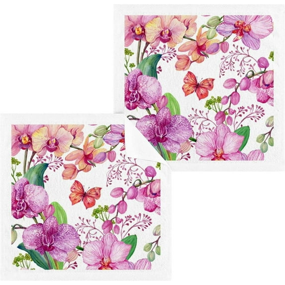 SKYSONIC 4 PCS Watercolor Butterfly Baby Washcloths Towel Set, Highly Absorbent & Soft Cotton Wash Cloths, Face Hand Towels for Bathroom, Multi-Purpose Fingertip Towels, 12"x 12"