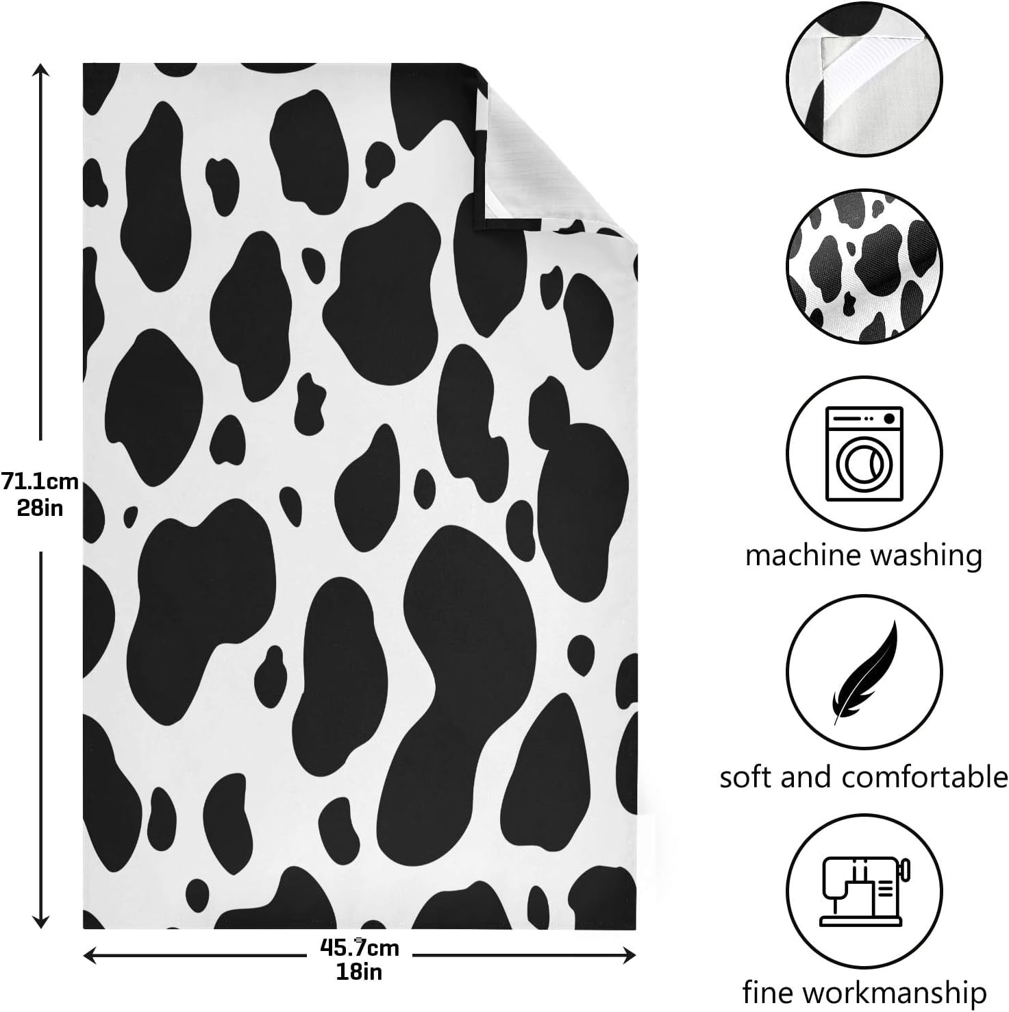 SKYSONIC 4 Pack Cow Spot Kitchen Dish Towels Dishcloths Absorbent Soft skysonic-4-pack-cow-spot-kitchen-dish-towels-dishcloths-absorbent-soft