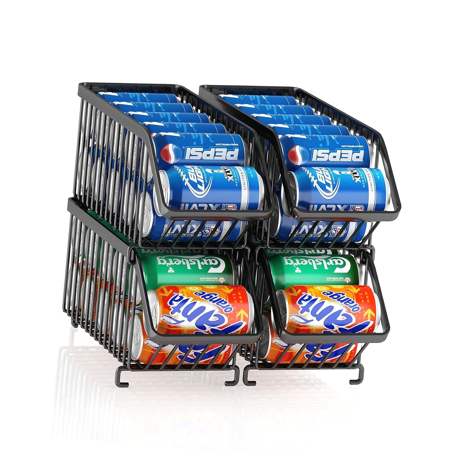 SKYSONIC 4 Pack Stackable Soda Can Organizer for Refrigerator, Can ...