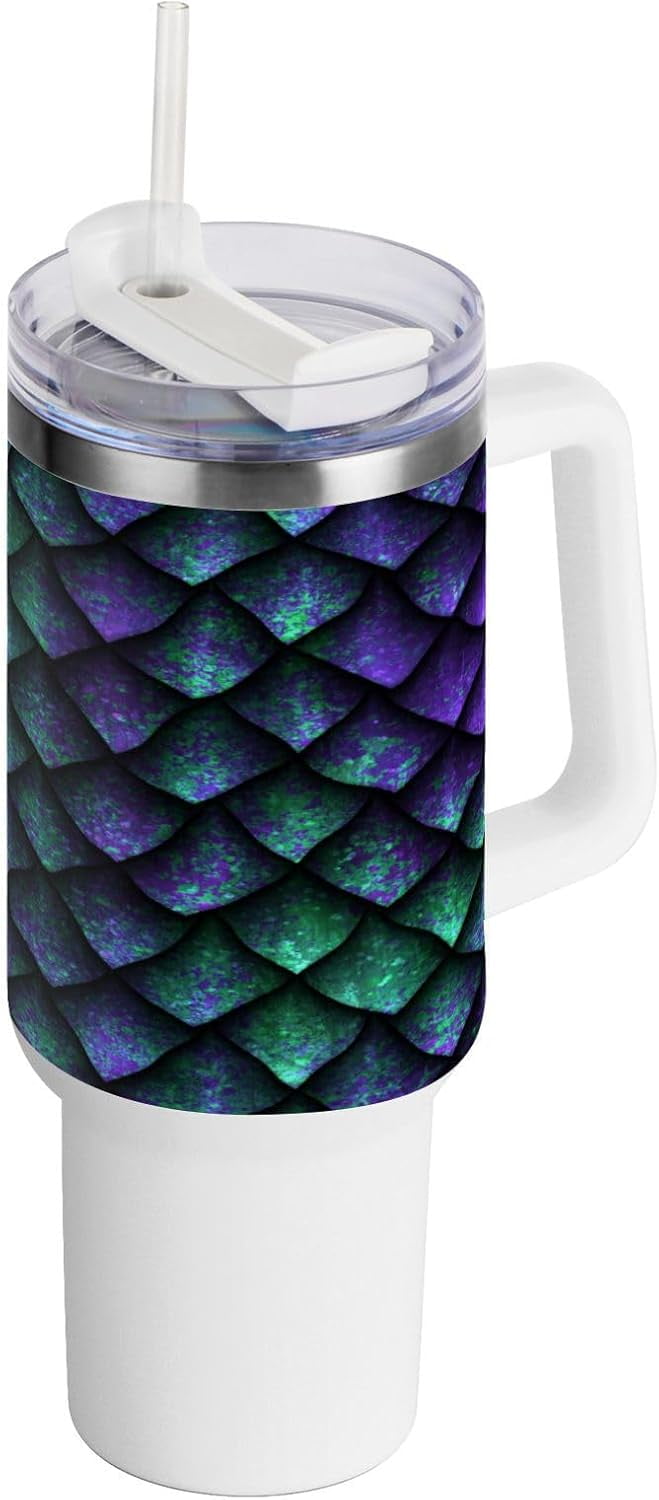 Skysonic 40 Oz Dragon Scales Texture Tumbler With Lid And Straw Travel