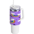 thumbnail image 1 of SKYSONIC 40 oz Rainbows Butterflies Tumbler with Handle and Straw Lid, Insulated Cup Reusable Stainless Steel Water Bottle Travel Mug, 1 of 7