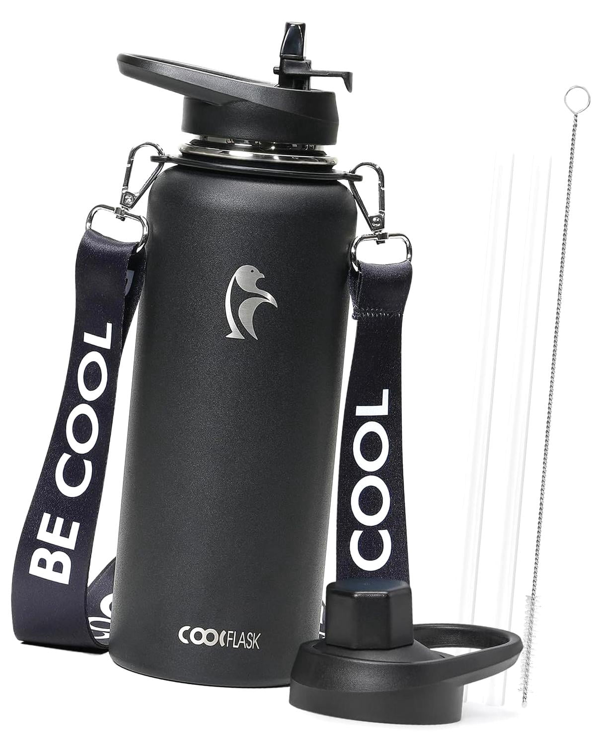 SKYSONIC 40 oz Water Bottle with Strap, Insulated Metal Flask with ...