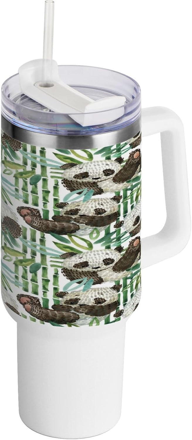 SKYSONIC 40oz Leaf Bamboo Panda Tumbler With Lid And Straw Travel ...