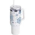 thumbnail image 1 of SKYSONIC 40oz Tumbler with Handle and Straw-Double Wall Vacuum Reusable Stainless Steel Insulated Water Bottle Mothers Day GiftsLight Blue Snowflakes, 1 of 7