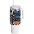 thumbnail image 1 of SKYSONIC 40oz Tumbler with Handle and Straw Lid Double Stainless Steel Vacuum Insulated Travel Mug for Hot Cold Water,African Tribal Masks, 1 of 7