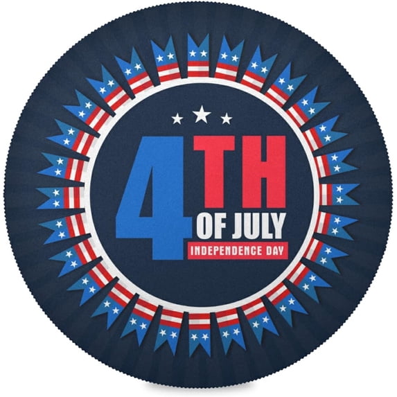 SKYSONIC 4th of July Round Placemats for Dining Table Non-Slip Heat-Resistant Polyester Table Mats Set of 1 Washable Table Mats for Kitchen Dining Table Decoration (962)