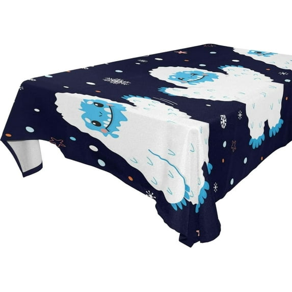 SKYSONIC 54"X54" Square Tablecloth with Cute Snow Yeti Winter Prints, Anti-Wrinkle and Smooth Table Cloth for Kitchen/Home Wedding Decoration