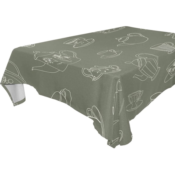 SKYSONIC 54"X54" Square Tablecloth with Porcelain Hand Drawn Set Prints, Anti-Wrinkle and Smooth Table Cloth for Kitchen/Home Wedding Decoration