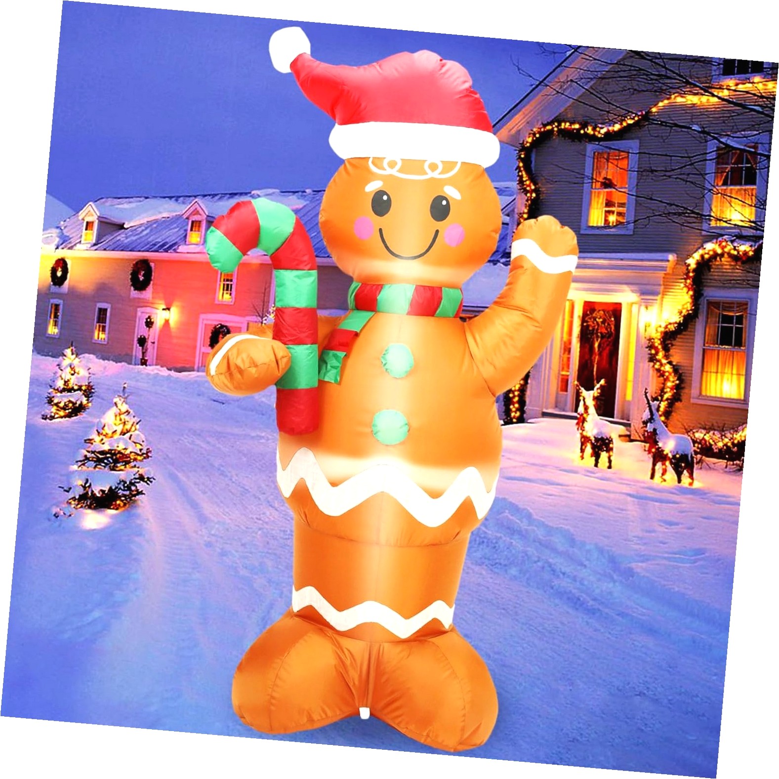 Gingerbread Holiday Inflatables SKYSONIC 5FT Lovely Christmas with Blower, Christmas Inflatables ...