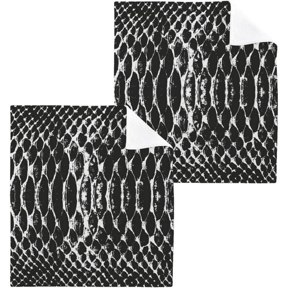 SKYSONIC 6 PCS Black Snakeskin Texture Pattern Washcloths, 12"x12" Cotton Wash Cloths, Highly Absorbent and Soft Face Towels for Bathroom,Gym,Hotel and Spa
