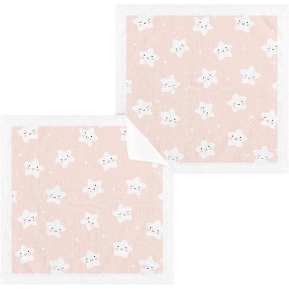SKYSONIC 6 PCS Cotton Washcloths Towel Set, Highly Absorbent & Soft Baby Wash Cloths 12"x 12" Face Hand Towels for Bathroom, Multi-Purpose Fingertip Towels (Cartoon Star)