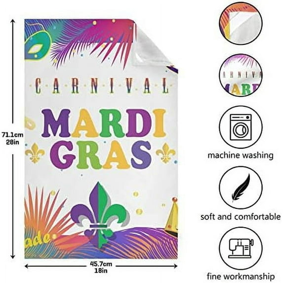 SKYSONIC 6 Pack Mardi Gras Kitchen Towel 18"x28",Super Soft Absorbent Hand Towel Tea Towel Tableware Cleaning Rag for Kitchen, Hotel, Beach