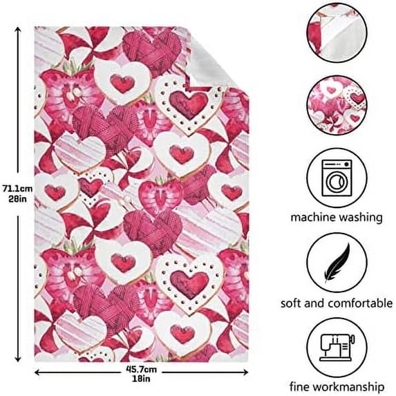 SKYSONIC 6 Pack Valentine's Day Love Heart Kitchen Towel 18"x28", Super Soft Absorbent Hand Towel Tea Towel Home Restaurant Tableware Cleaning Rag