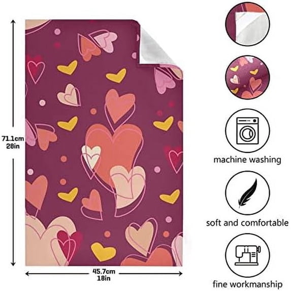 SKYSONIC 6 Pack Valentine's Day Love Heart Kitchen Towel, Super Soft Absorbent Hand Towel Tea Towel Home Restaurant Tableware Cleaning Rag