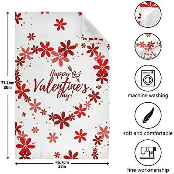SKYSONIC 6 Pack Valentine's Day Love Heart Kitchen Towel, Super Soft Absorbent Hand Towel Tea Towel Home Restaurant Tableware Cleaning Rag