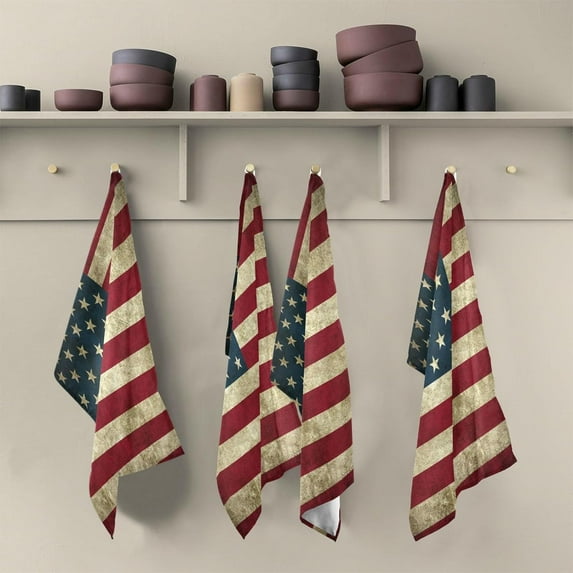 SKYSONIC 6 Pack Vintage American Flag Kitchen Towels Soft Highly Absorbent Dish Towels Reusable Tea Towels Set 28 x 18 Inch
