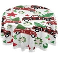 thumbnail image 1 of SKYSONIC 60" Buffalo Christmas Truck Round Tablecloth Tree Fir Poinsettia Table Cloth Cover Mat Washable Polyester Dining Decorative for Holiday Home Picnic Party Wedding, 1 of 7