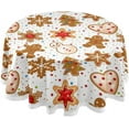 thumbnail image 1 of SKYSONIC 60" Christmas Gingerbread Round Tablecloth Cookies Pattern Table Cloth Cover Mat Washable Polyester Dining Decorative for Holiday Home Picnic Party Wedding, 1 of 7