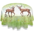 thumbnail image 1 of SKYSONIC 60" Deer in The Meadow Round Table Cloth, Spill Proof Wrinkle-Free Oil-Proof Waterproof Microfiber Tablecloth for Kitchen Dinning Room Party Home Picnic, Diameter Table Cover, 1 of 7